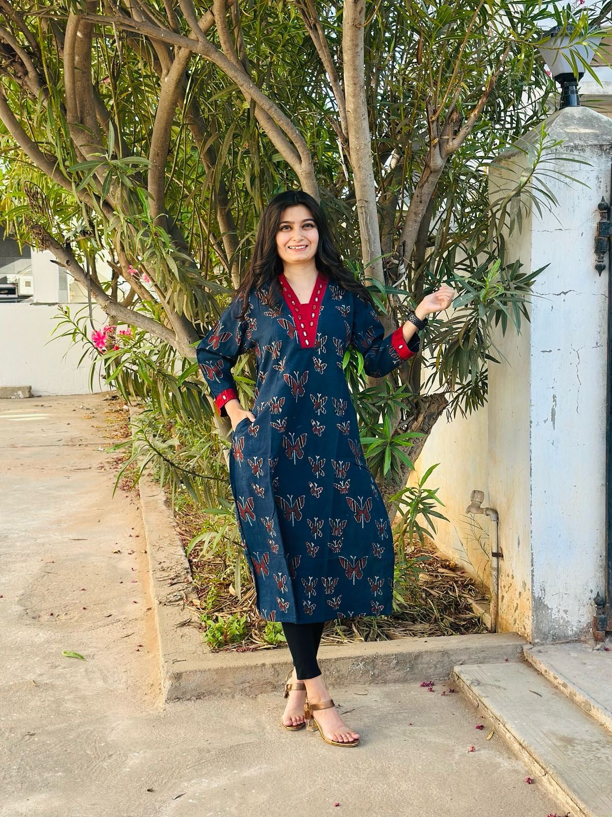 Cotton V neck Kurtis