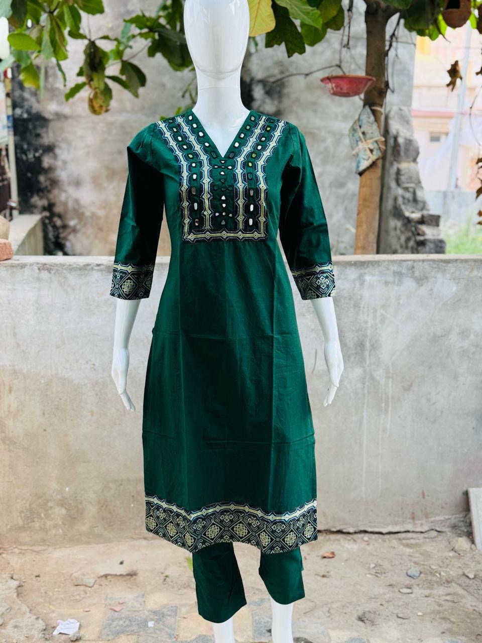 Cotton V neck Kurti pent