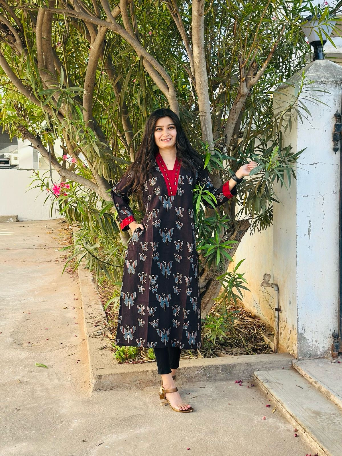 Cotton V neck Kurtis