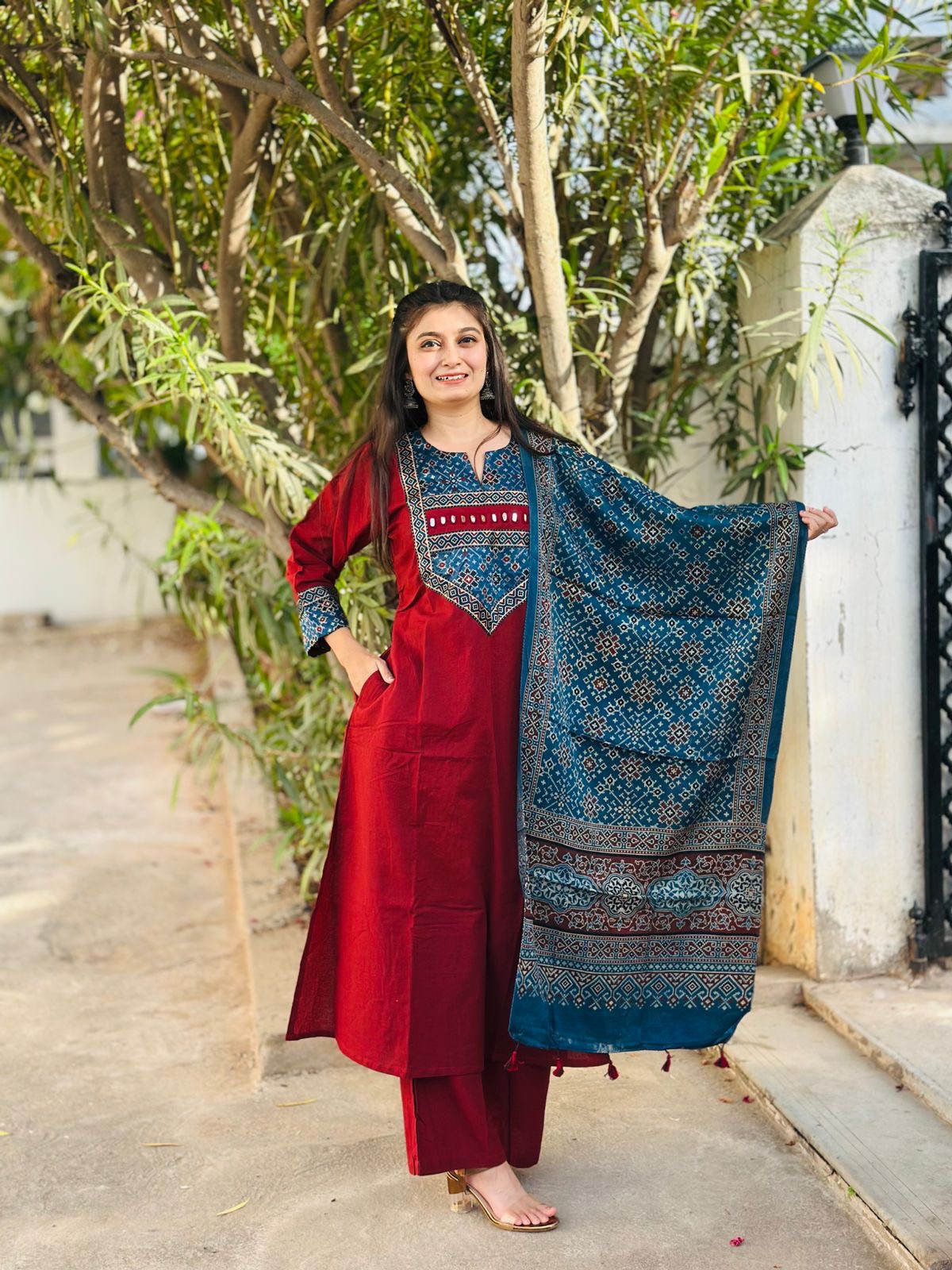 Kurti Plazzo with Stole