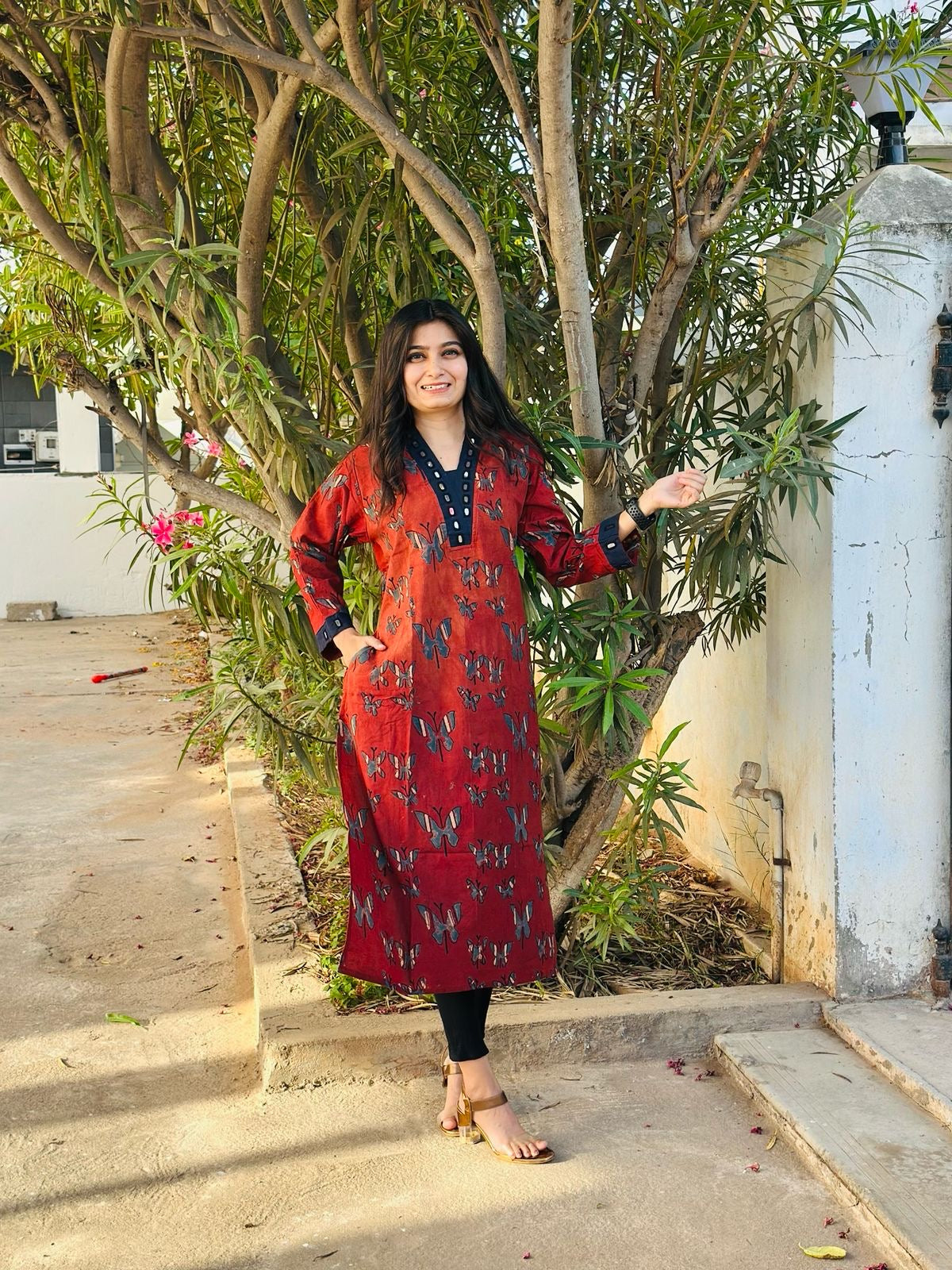 Cotton V neck Kurtis