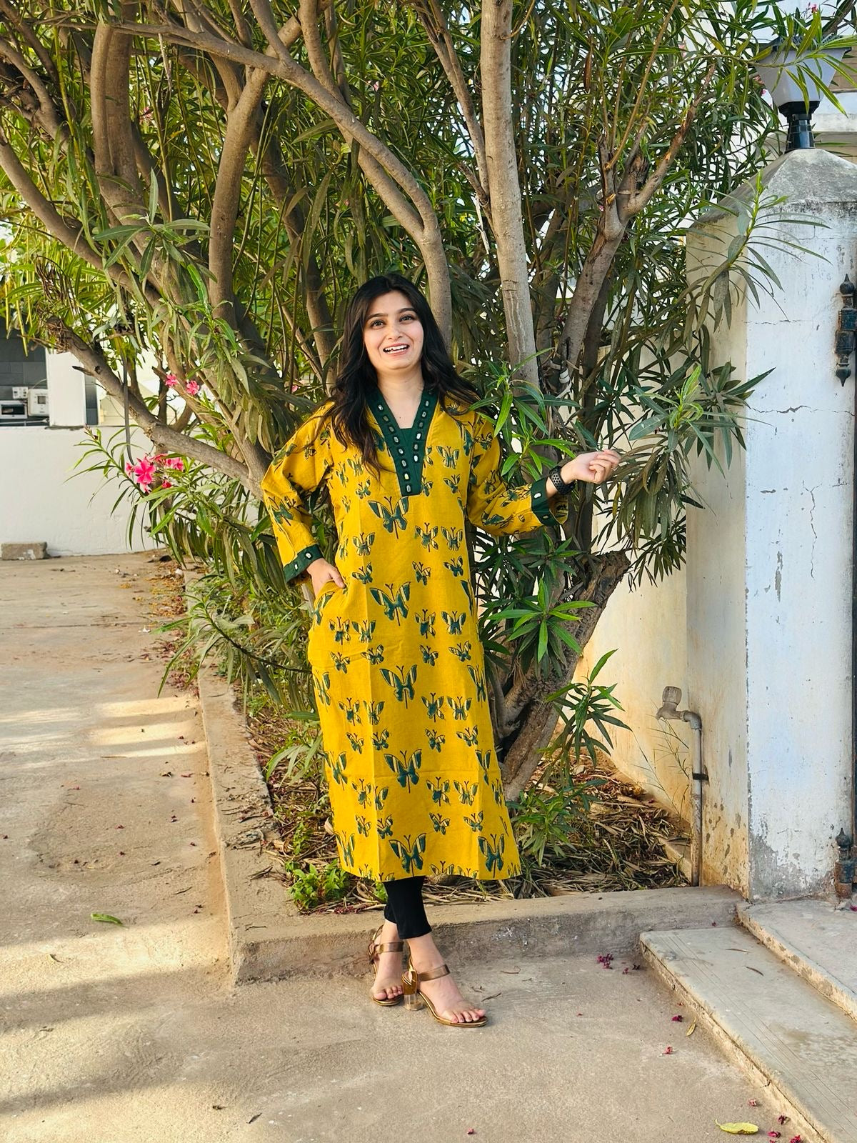 Cotton V neck Kurtis